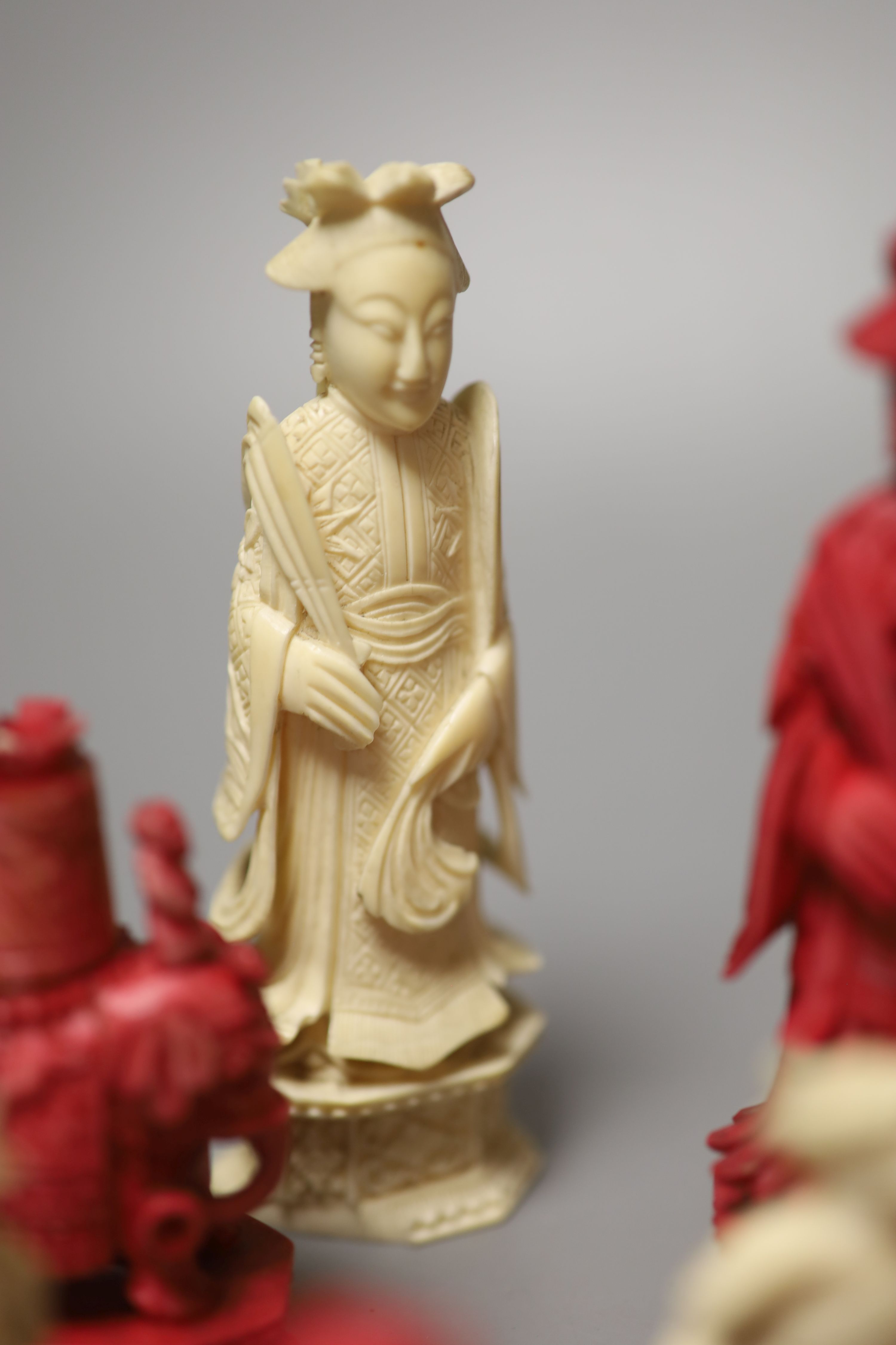 A Cantonese ivory part chess set